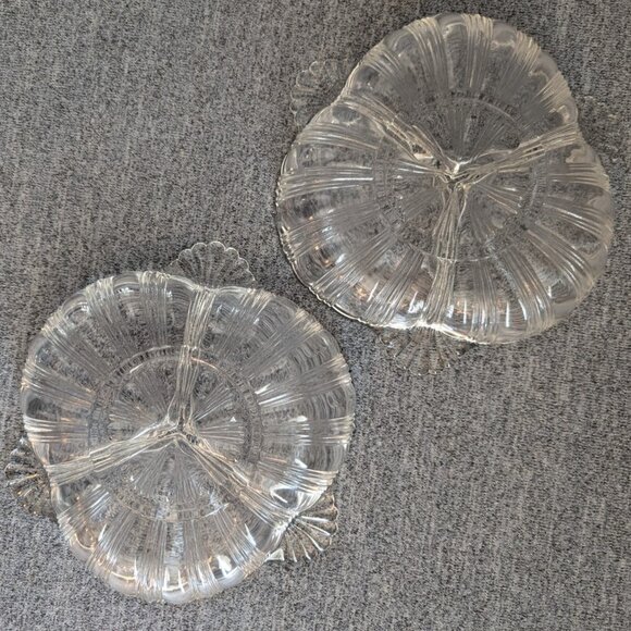 Vtg Hazel Atlas 3-part Divided Relish/Pickle Dish, Depression Glass, Set of 2 - Picture 3 of 3